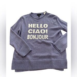 NWT‎ Jessica Simpson Lavender Sweater Women’s Size Small Hello Ciao Bonjour
